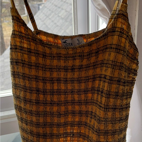 Clueless Style Y2K Hollister Yellow Textured Crop Top w Plaid - Picture 3 of 3